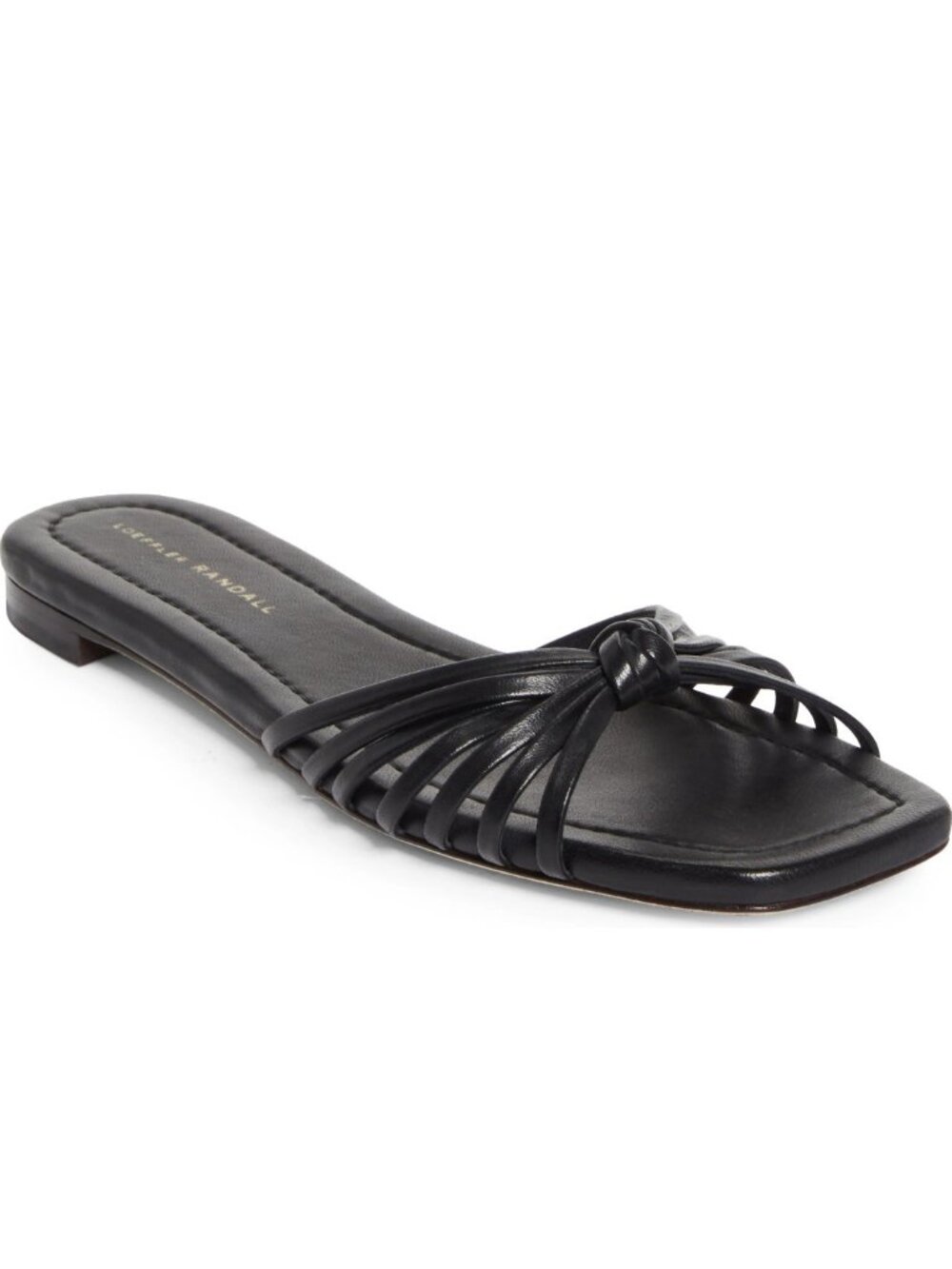 $300 LOEFFLER RANDAL Black Izzie Knotted Slide Sandal black leather 10.5 (DD14)